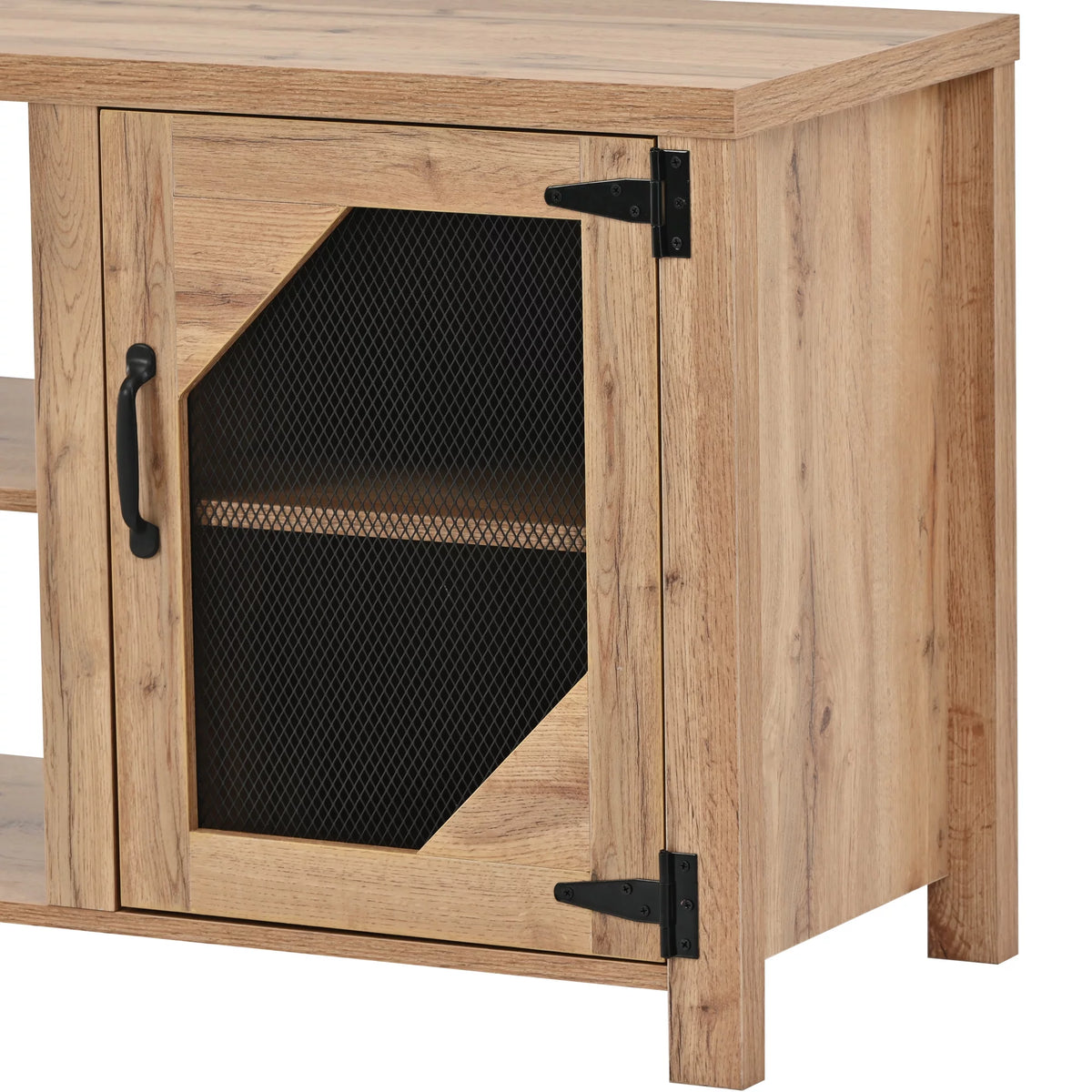 Natural Wood TV Stand with 2 Door Cabinet O44883
