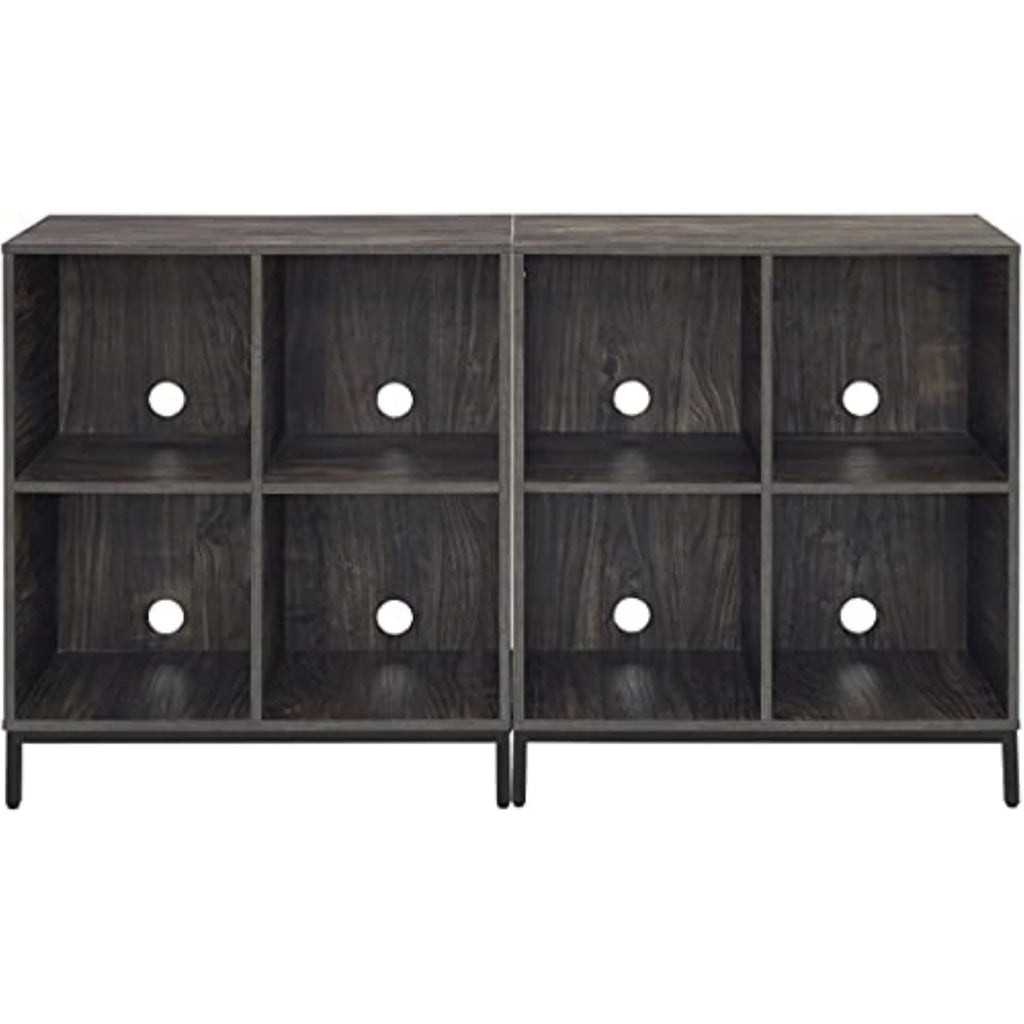 Wood Storage Cube Bookcase, Brown Ash, Set of 2 F6650