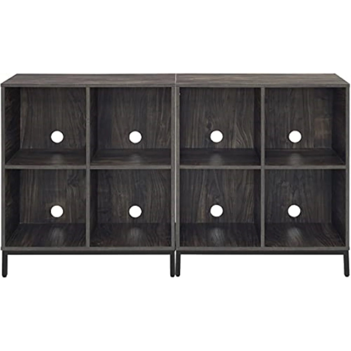 Wood Storage Cube Bookcase, Brown Ash, Set of 2 F6650