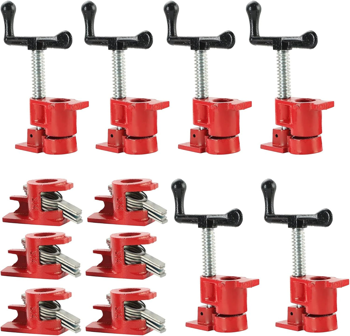 Wood Gluing Pipe Clamp Set Heavy Duty Cast Iron Quick Release 6 3/4 V7091