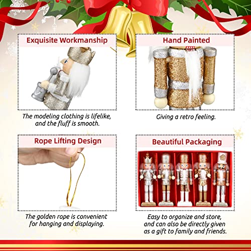 10 Pcs Wooden Nutcracker Ornaments 5 Inch W655034