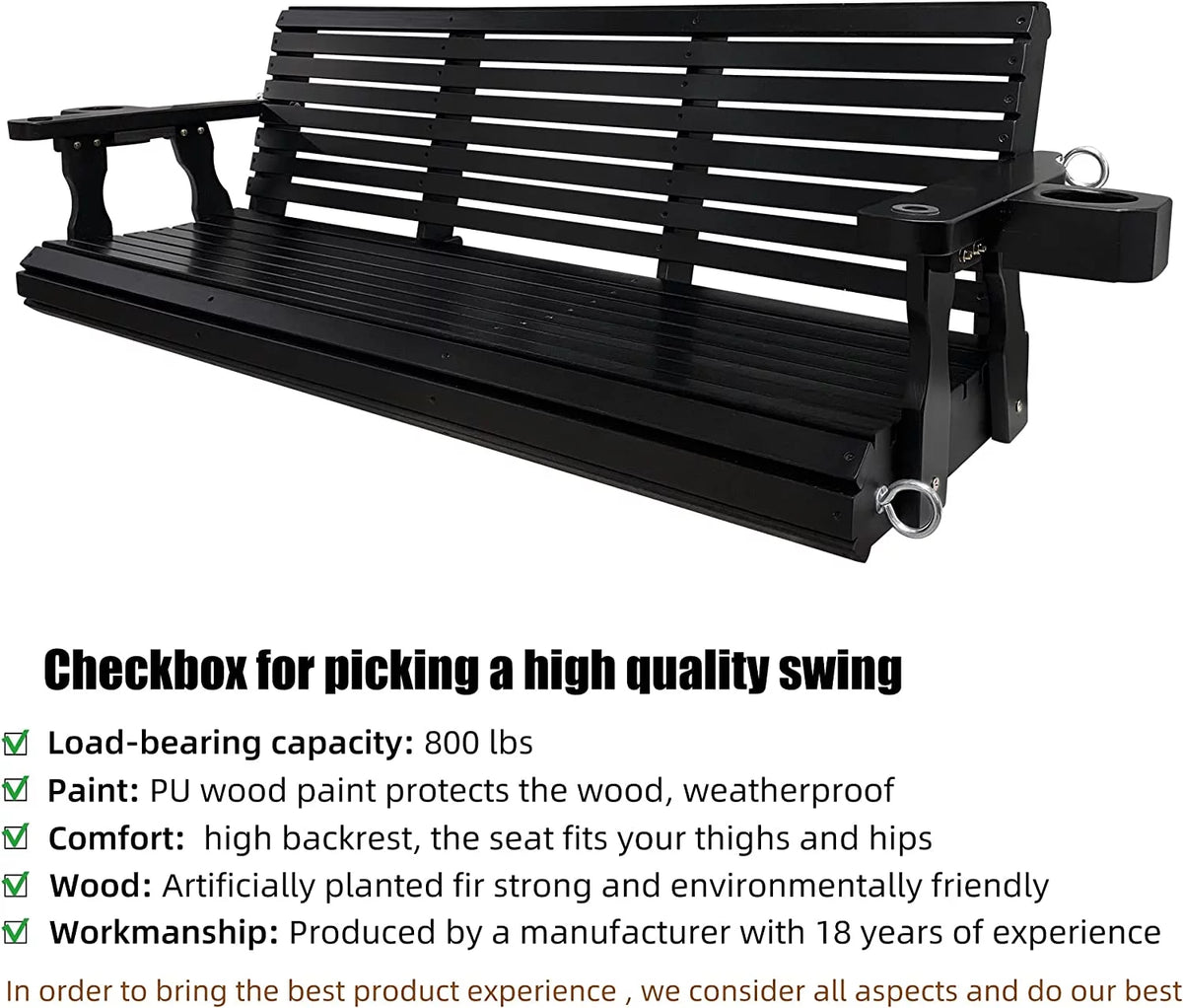 Wooden 3 Seater Porch Swing V502782