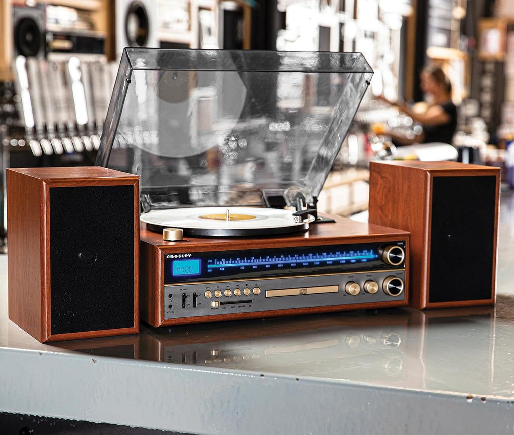 Walnut Turntable System with Bluetooth, CD, AM/FM and Speakers L467123