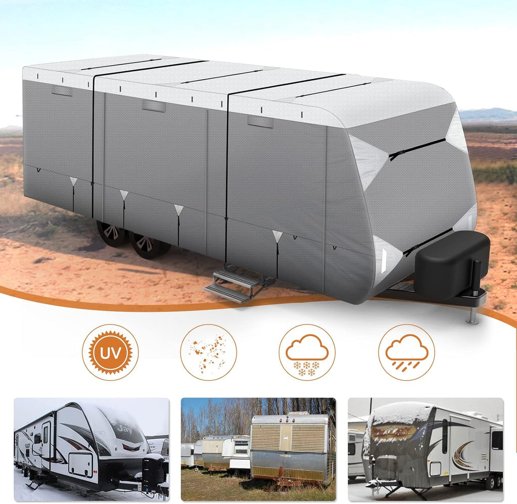 Waterproof Travel Trailer RV Cover with Cotton Lining V4441