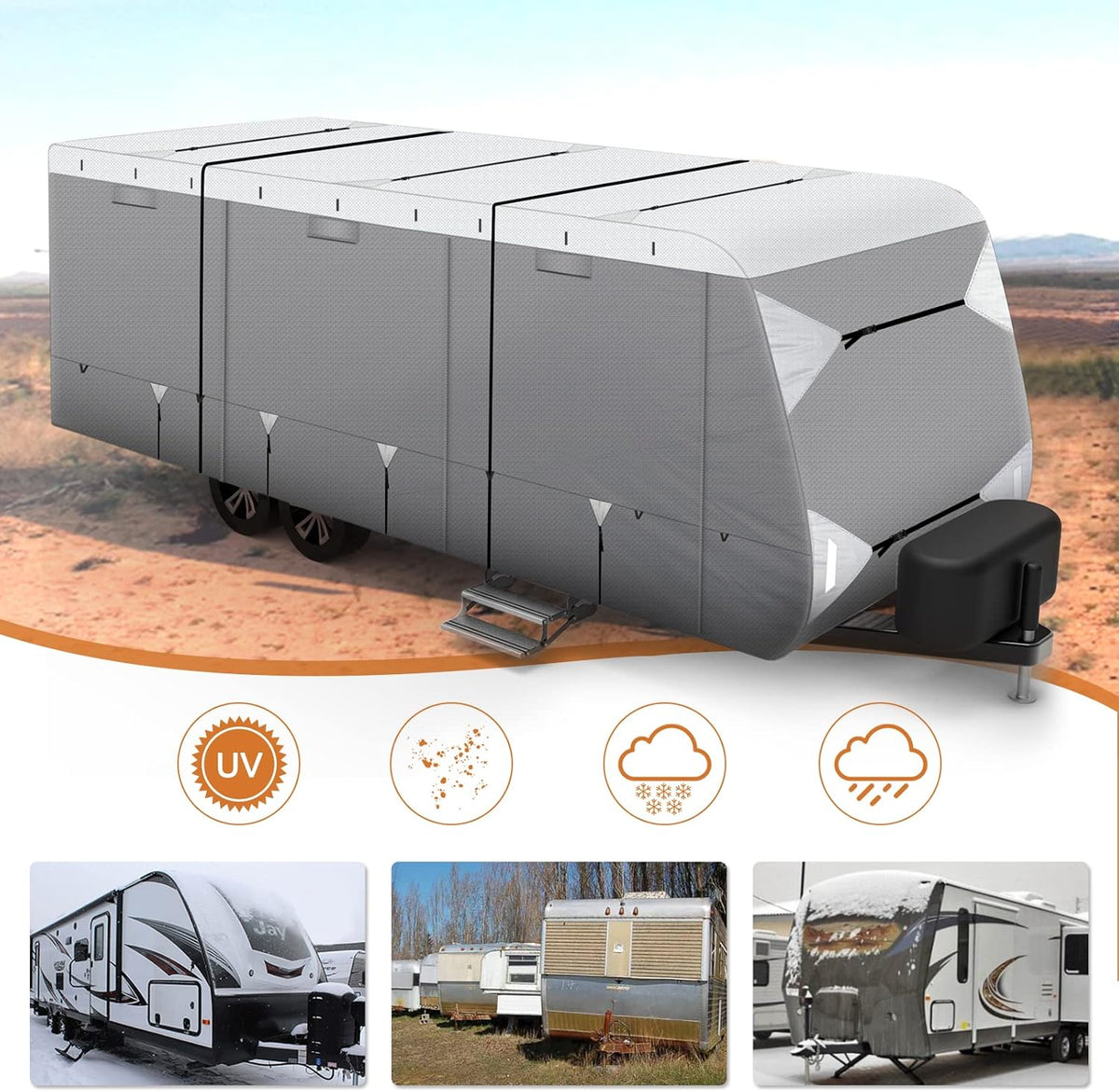 Waterproof Travel Trailer RV Cover with Cotton Lining V4441
