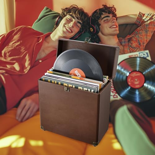 Black Vinyl Record Storage Box Holds 30 Records X64129