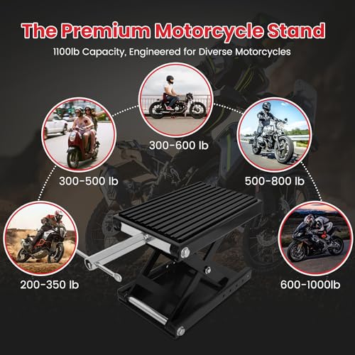 Motorcycle Jack with Rubber Pad, Carbon Steel Center Stand M990739