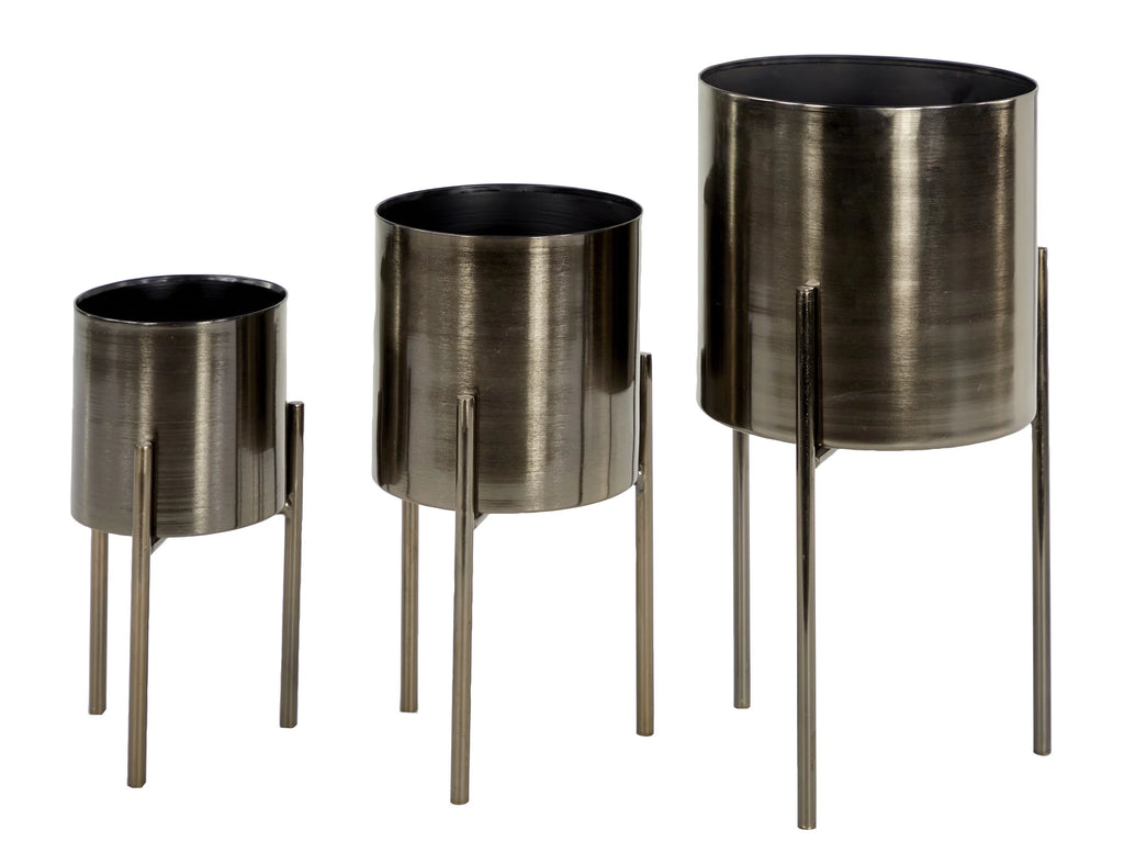 Black Metal Planter with Stand 3 Count F10677