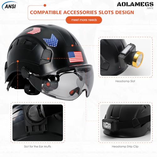 Vented Hard Hat with Double Visor and Chin Straps I4902