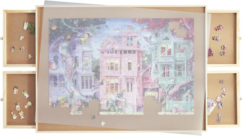 Wooden Puzzle Table with Drawer, Smooth Fiberboard, Holds 1000 Pieces P256456
