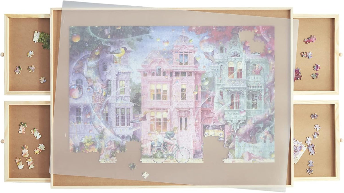 Wooden Puzzle Table with Drawer, Smooth Fiberboard, Holds 1000 Pieces P256456