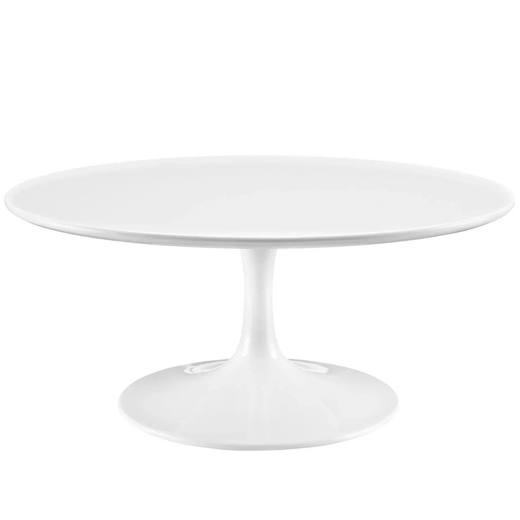 36" Round Wood Coffee Table in White V379201
