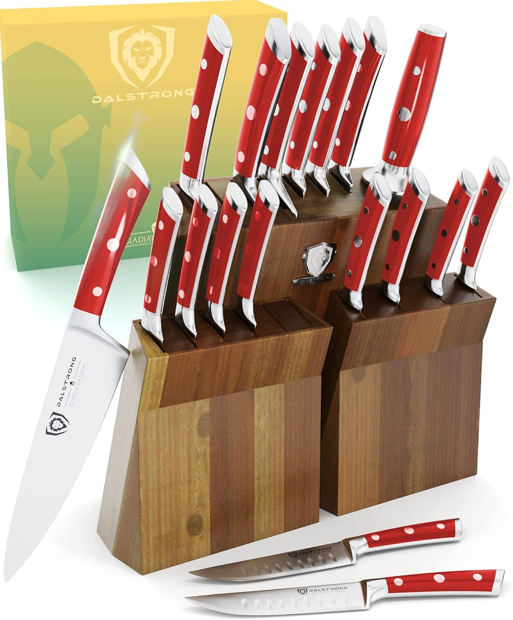 8 Piece German HC Steel Knife Block Set with Acacia Wood Stand J5182