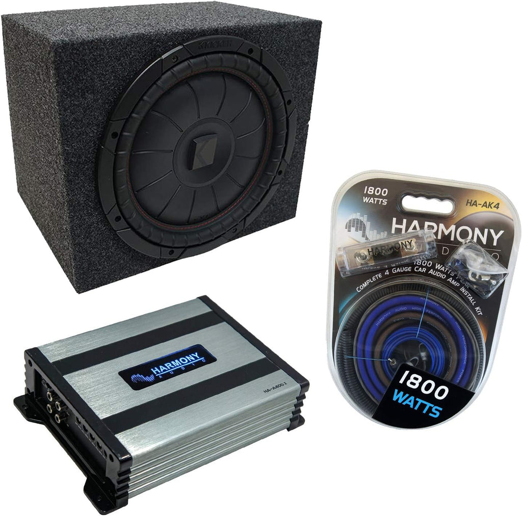 Kicker Bundle Car Sub Box Enclosure & Amp Y762