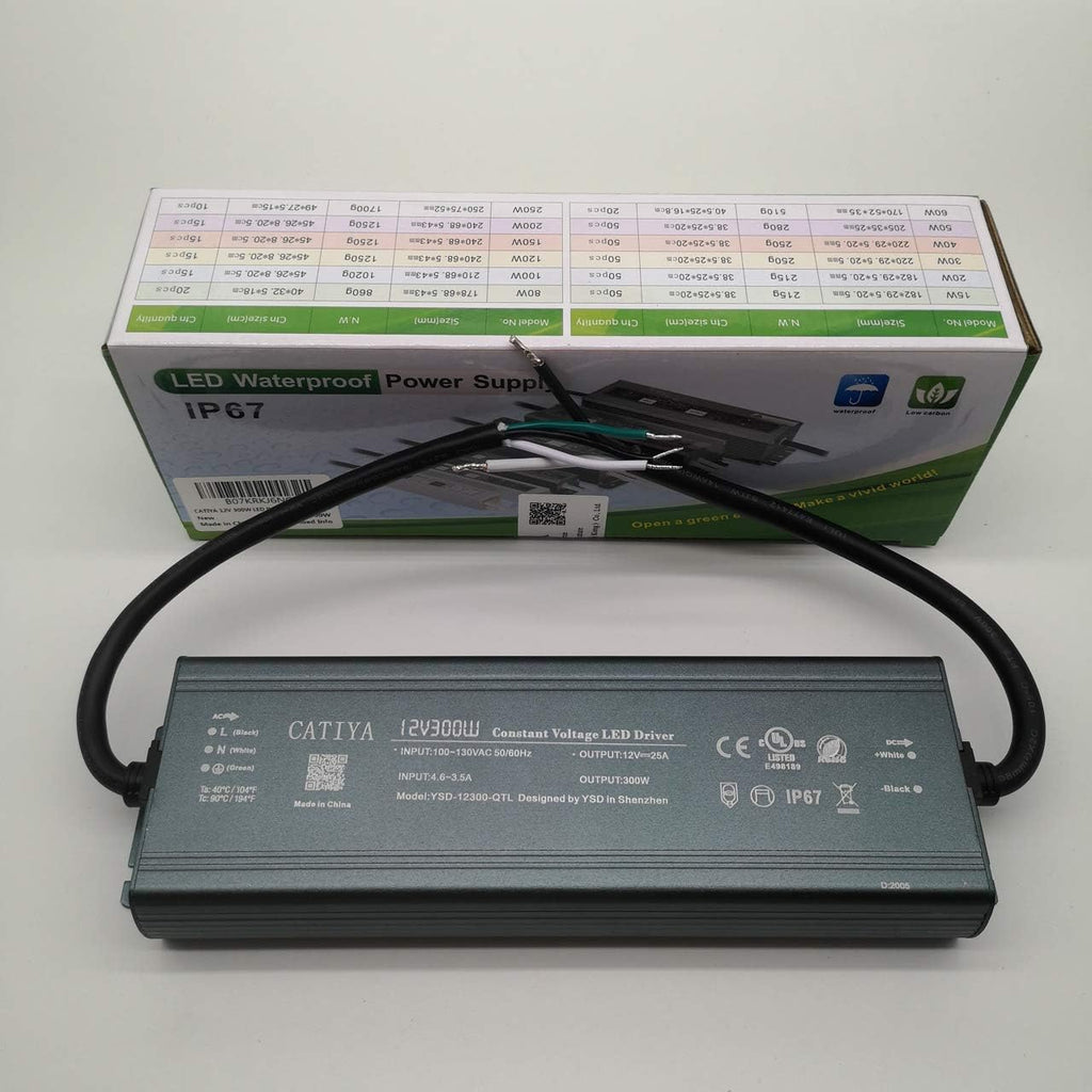 12V 300W LED Driver Transformer, IP67 Waterproof, Pack of 2 L78329