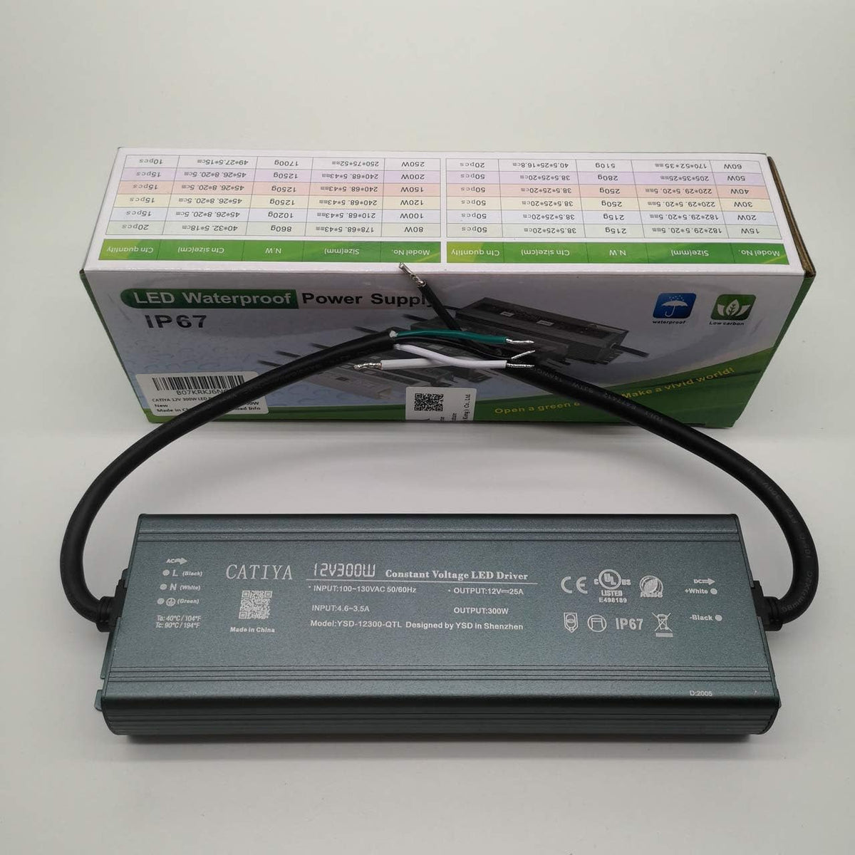 12V 300W LED Driver Transformer, IP67 Waterproof, Pack of 2 L78329