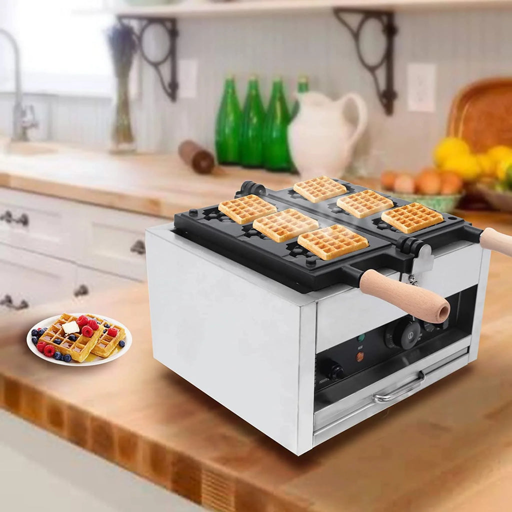 3 Slice Stainless Steel Non-stick Double Head Waffle Maker O598875
