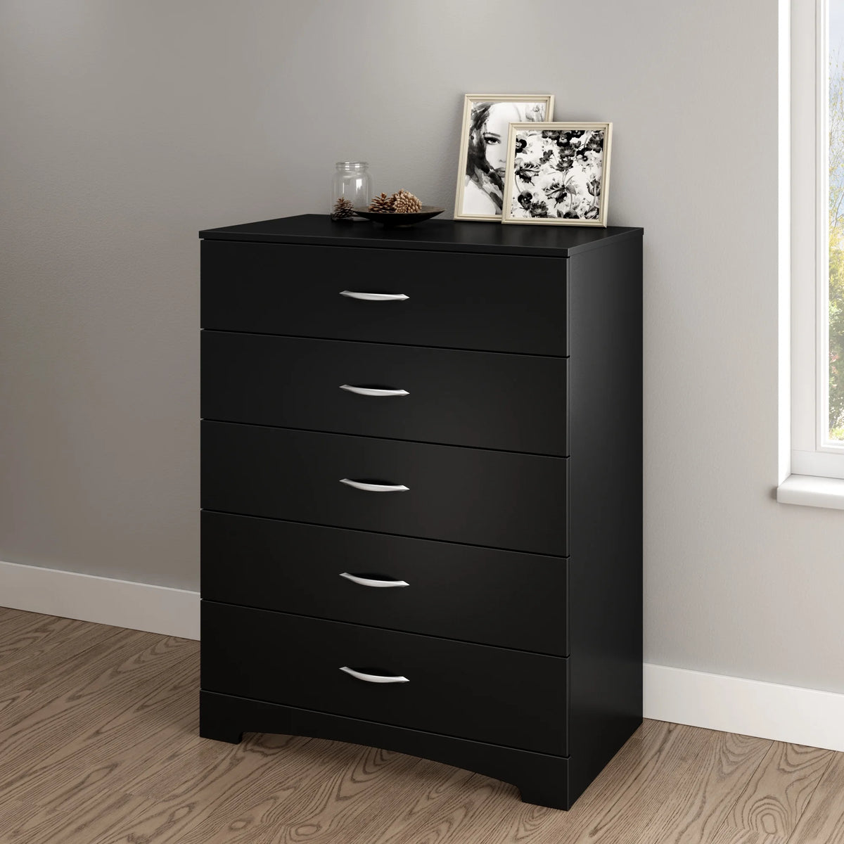 5 Drawer Dresser Pure Black E9971