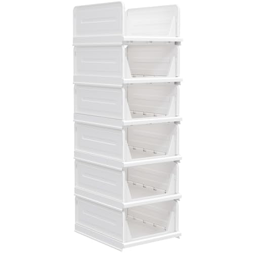 5 Pack White Stackable Plastic Storage Bins D556