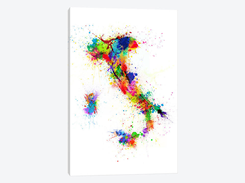 Canvas Art Map of Italy Print J8476