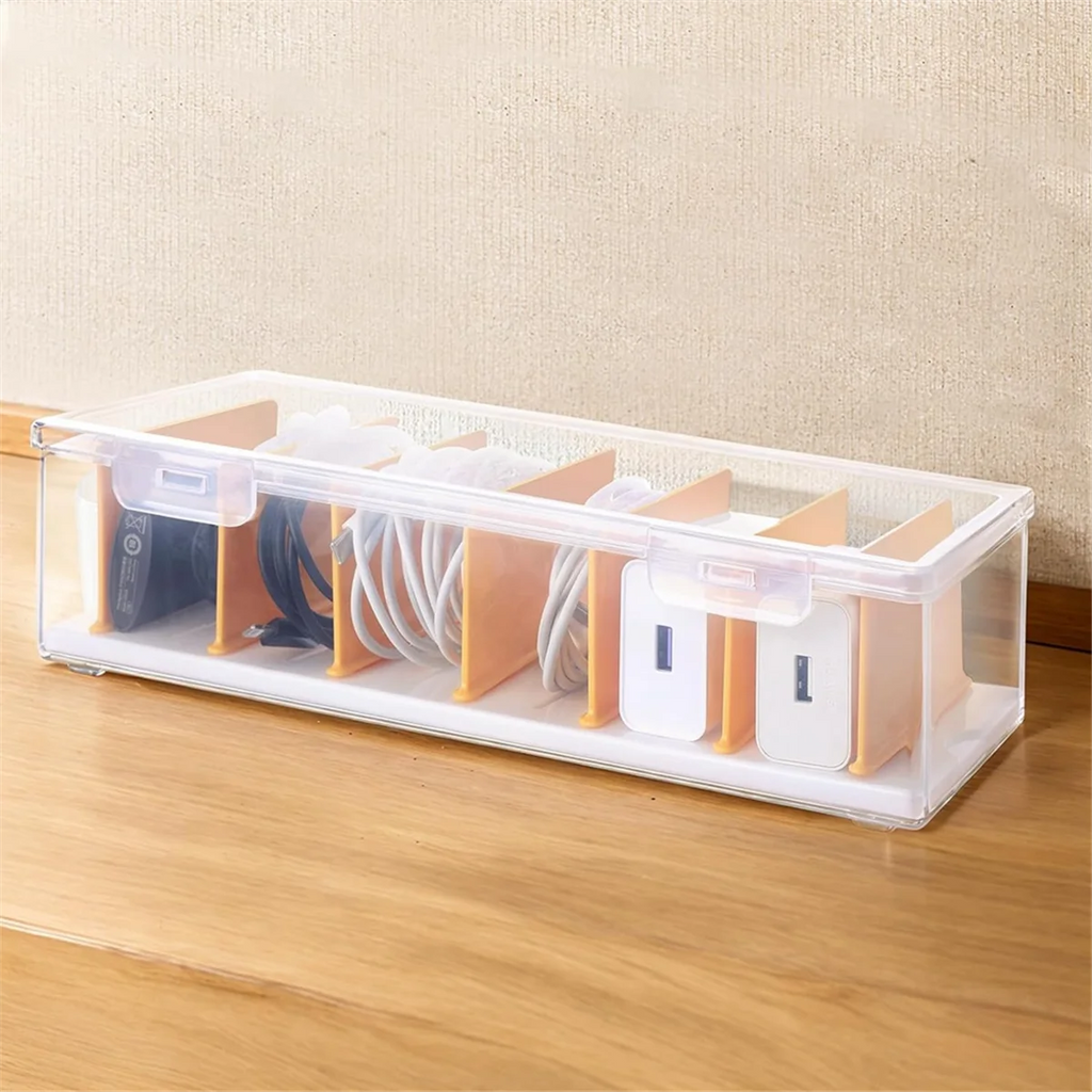 Clear Cable Organizer Box with Lid I982