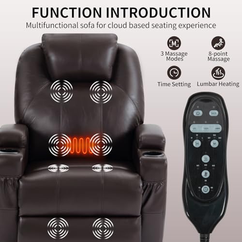 Black Power Lift Recliner Chair with Heat and Massage O349