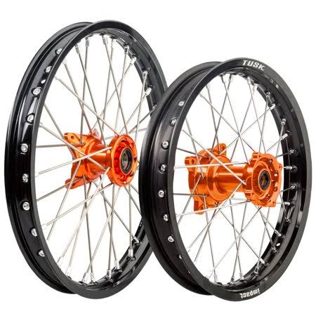 Black Rim Silver Spoke Orange Hub Front and Rear Wheel F888380