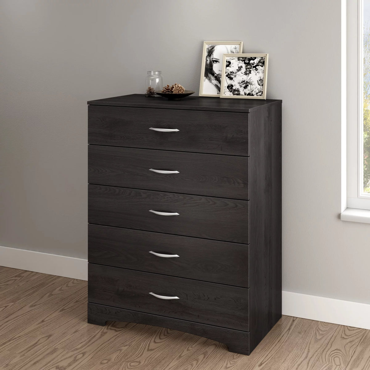 5 Drawer Dresser Pure Black E9971