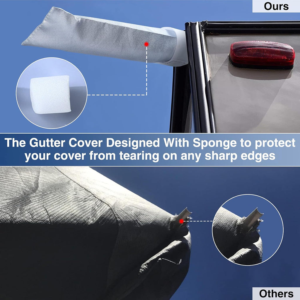 Upgraded Waterproof 500D Travel Trailer Cover with 4 Tire Covers, Tongue Jack Cover R5499