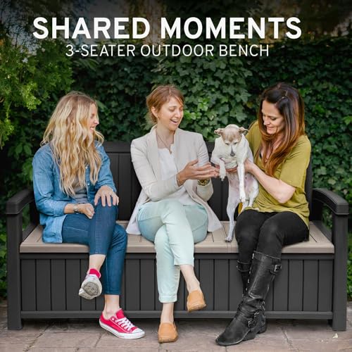 3 Seat 90 Gallon Weatherproof Resin Storage Bench T58089