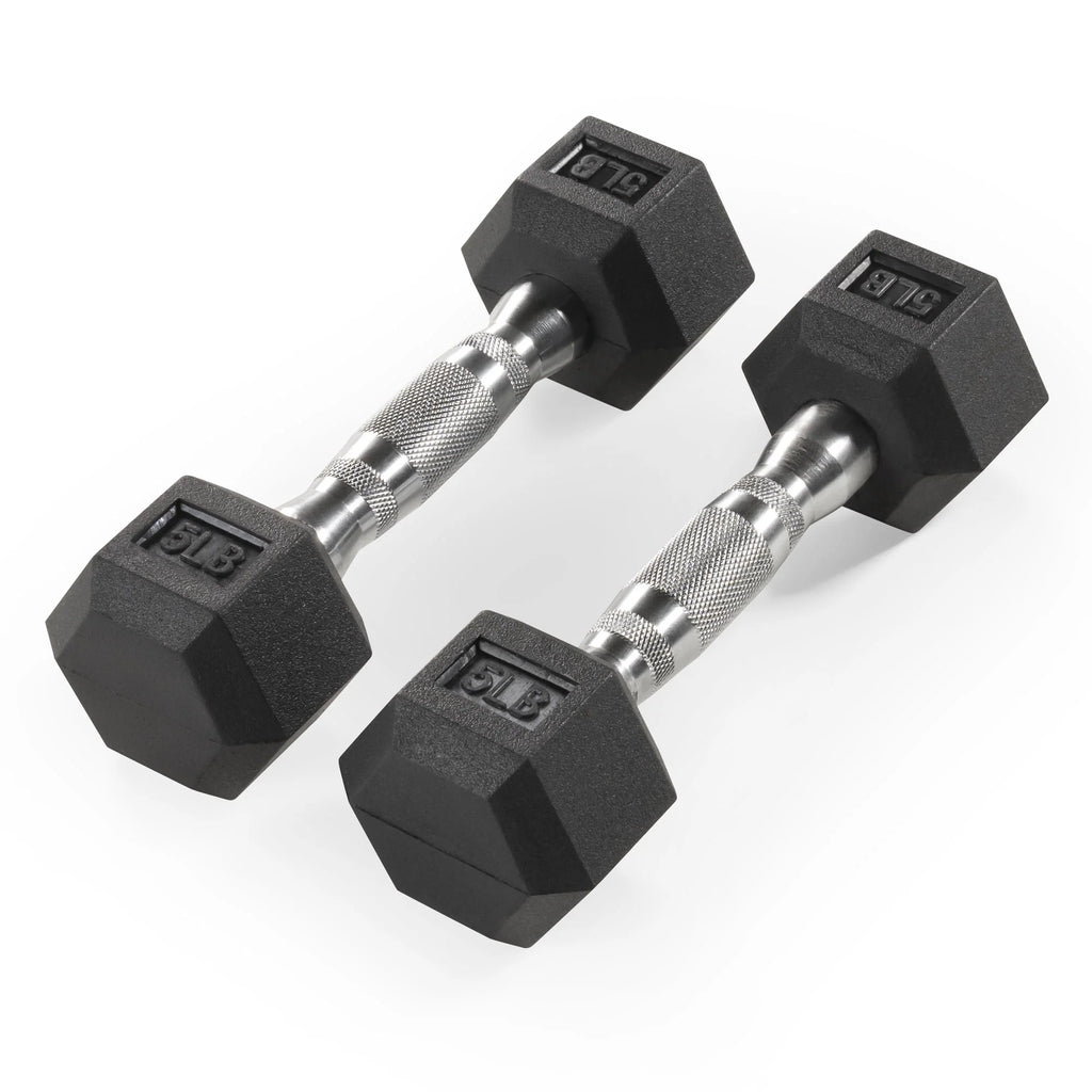 5 lb Rubber Hex Dumbbells T690