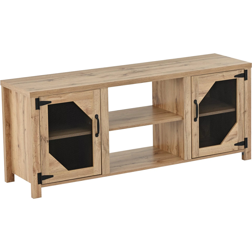 Natural Wood TV Stand with 2 Door Cabinet O44883
