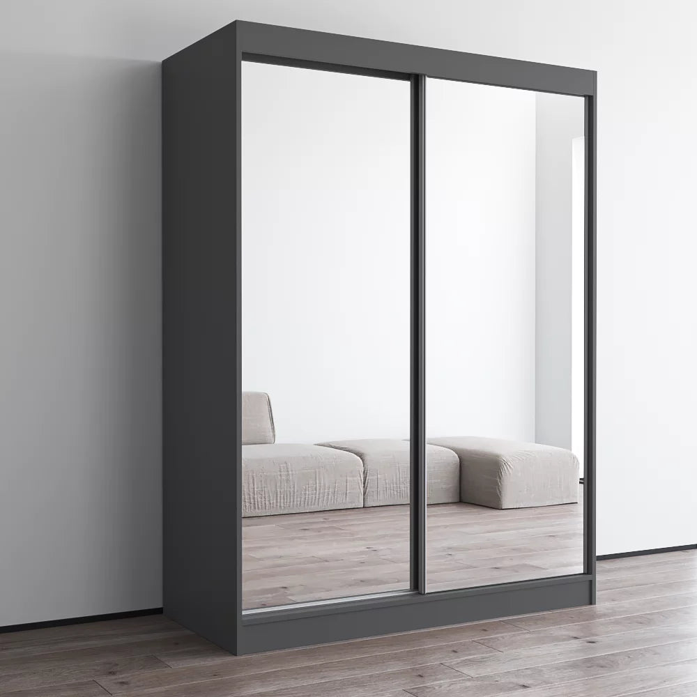 Gray 2 Door High Gloss Wardrobe Armoire I27579