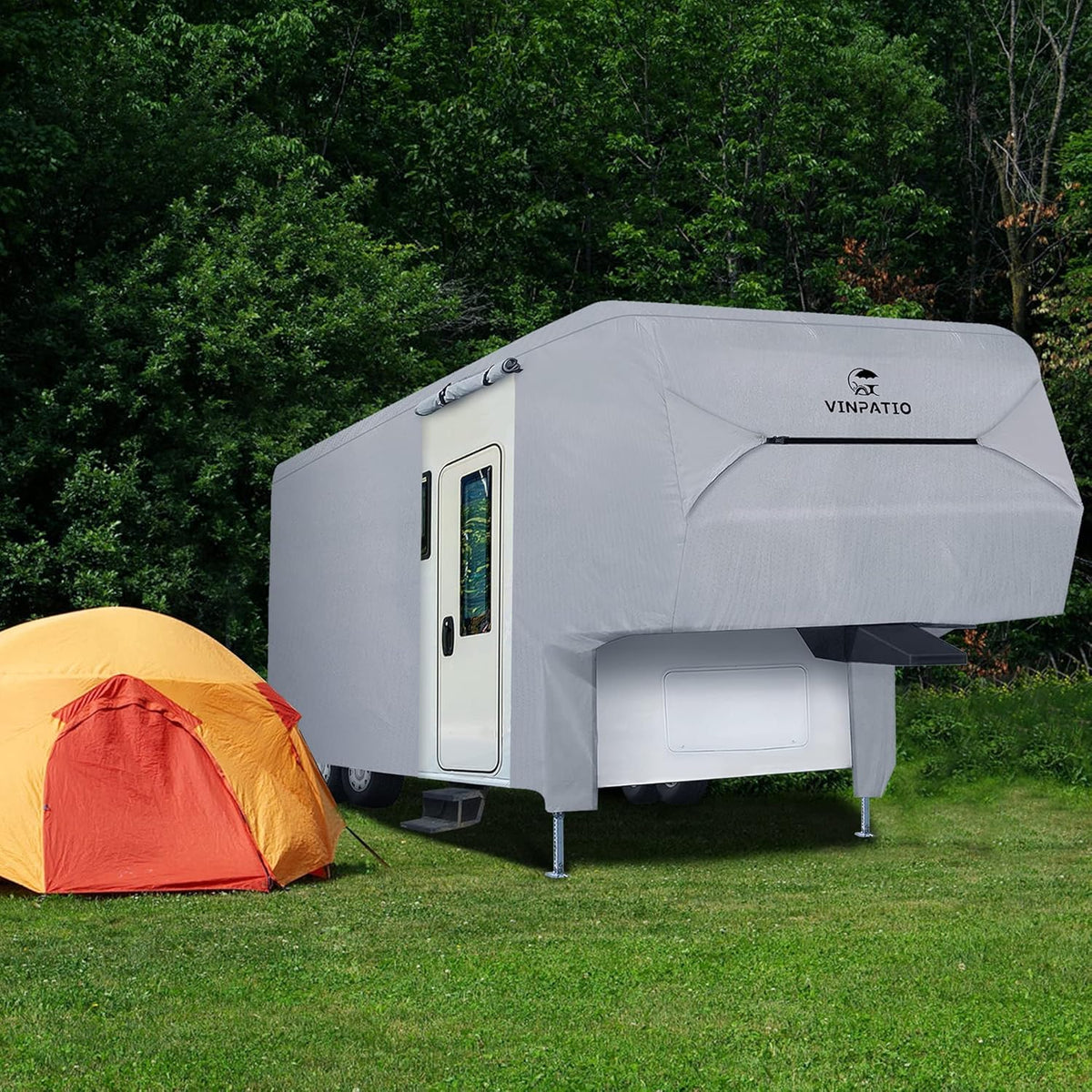 Gray 3 Layers Waterproof Breathable 5th Wheel Cover E45491