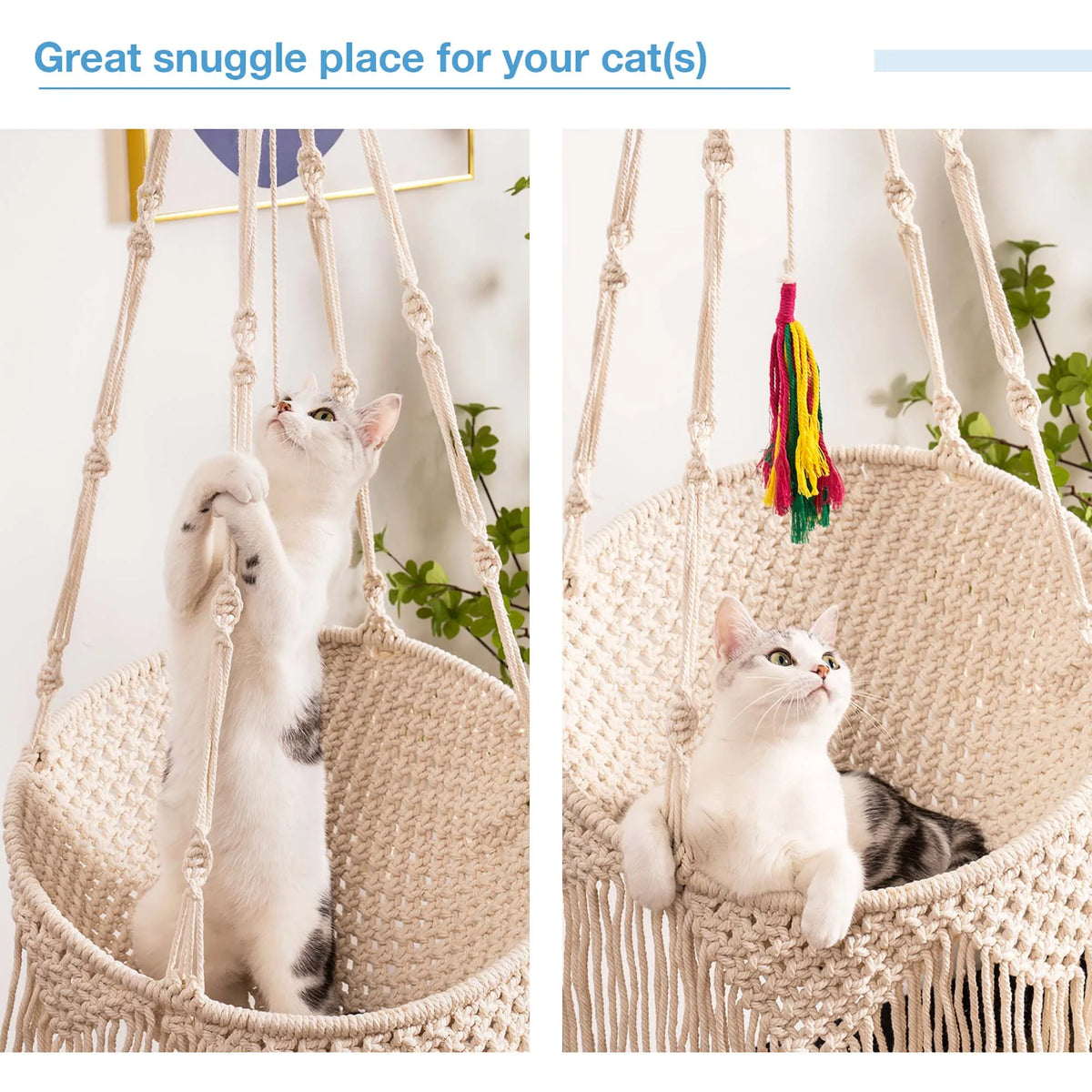 Woven Cotton Cat Hammock Hanging Bed A897403