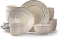 16 Piece White Stoneware Dinnerware Dish Set P759