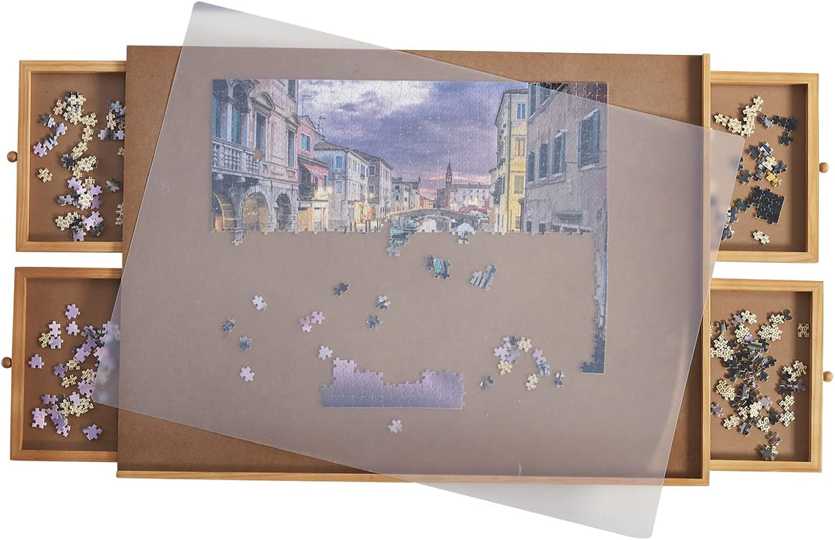 Wooden Puzzle Table with Drawer, Smooth Fiberboard, Holds 1000 Pieces P256456