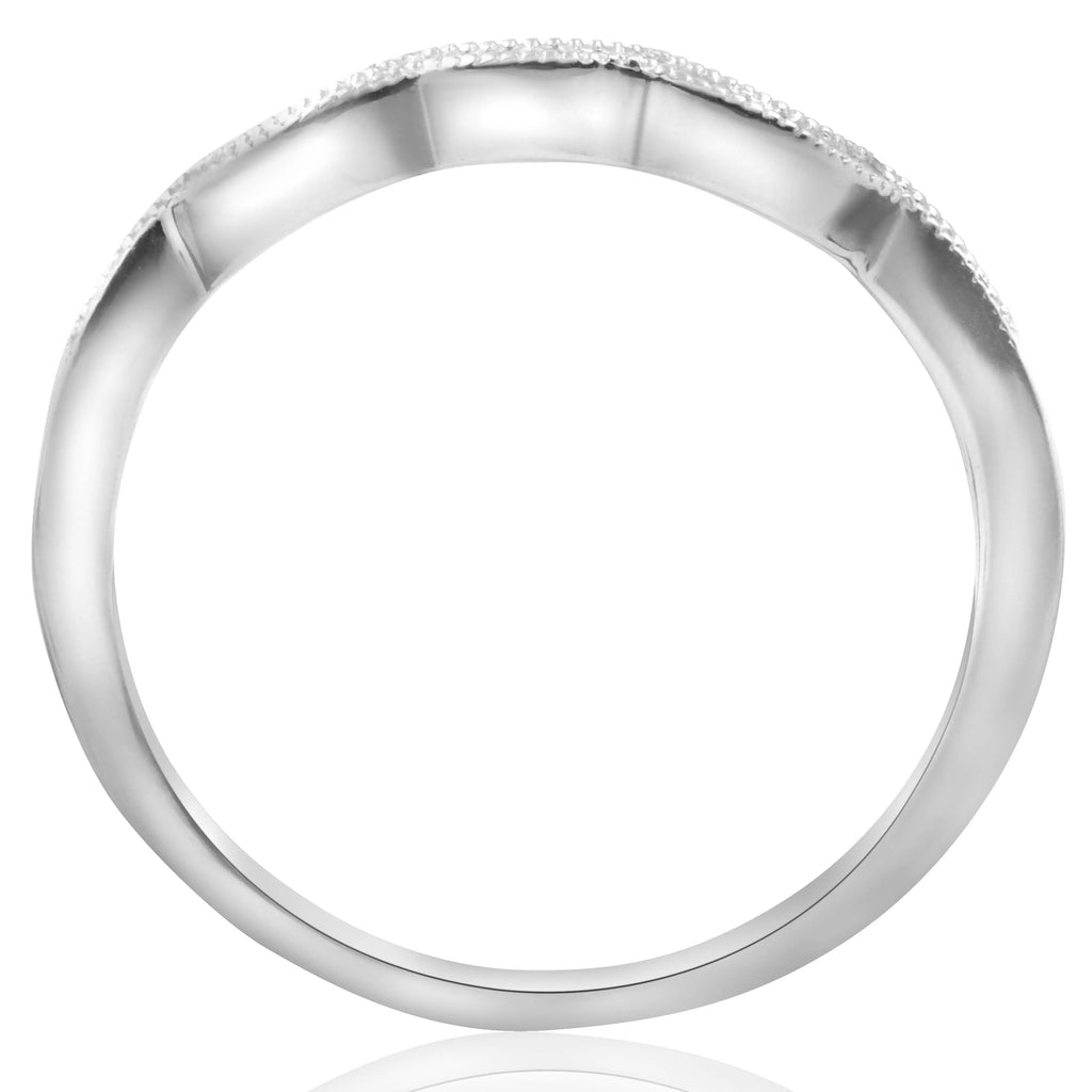 14K White Gold Curved Wedding Ring Y522897