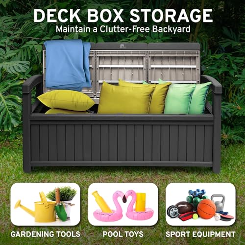 3 Seat 90 Gallon Weatherproof Resin Storage Bench T58089