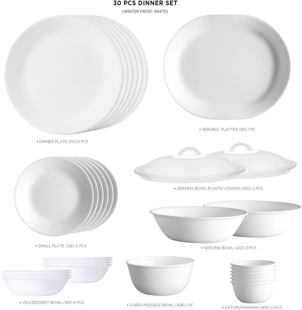 30 Pcs White Glass Dinner Set N879