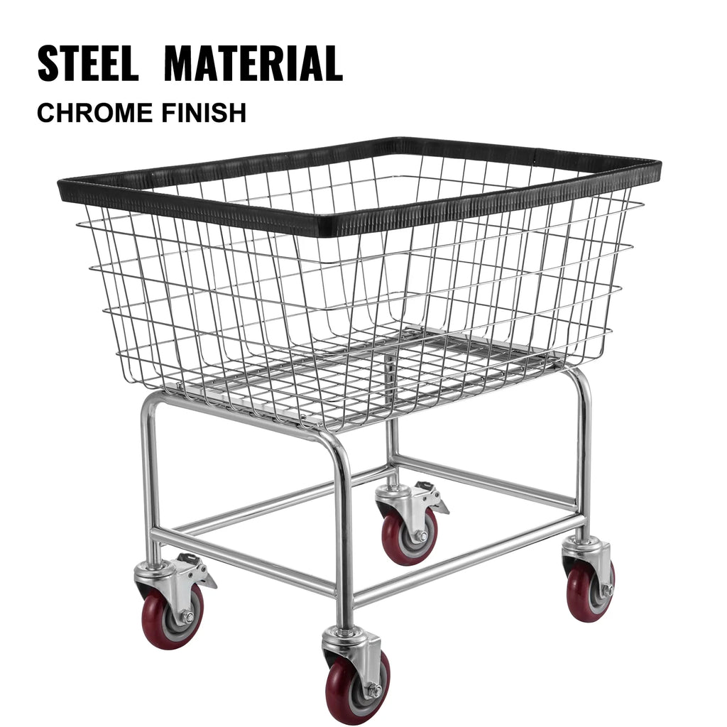 Wire Laundry Cart 2.2 Bushel Heavy Duty with Wheels I287493
