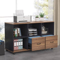 Brown 2 Drawer Letter Size Mobile File Cabinet T7723