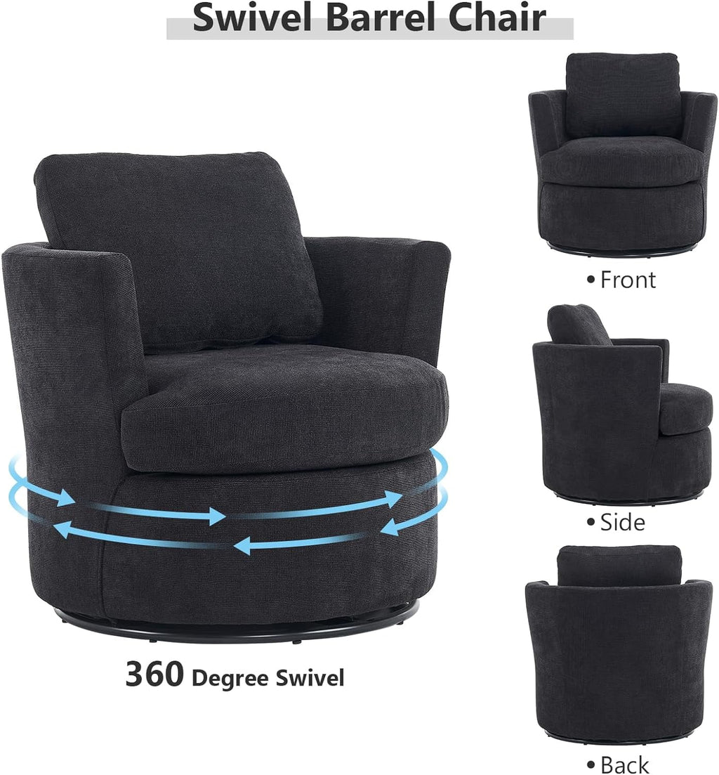 Black Upholstered Swivel Accent Chair Y1261