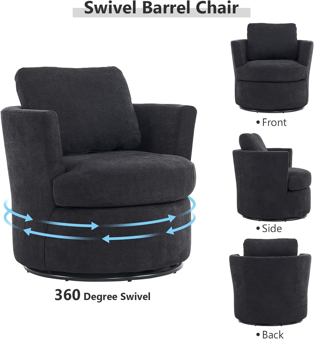 Black Upholstered Swivel Accent Chair Y1261