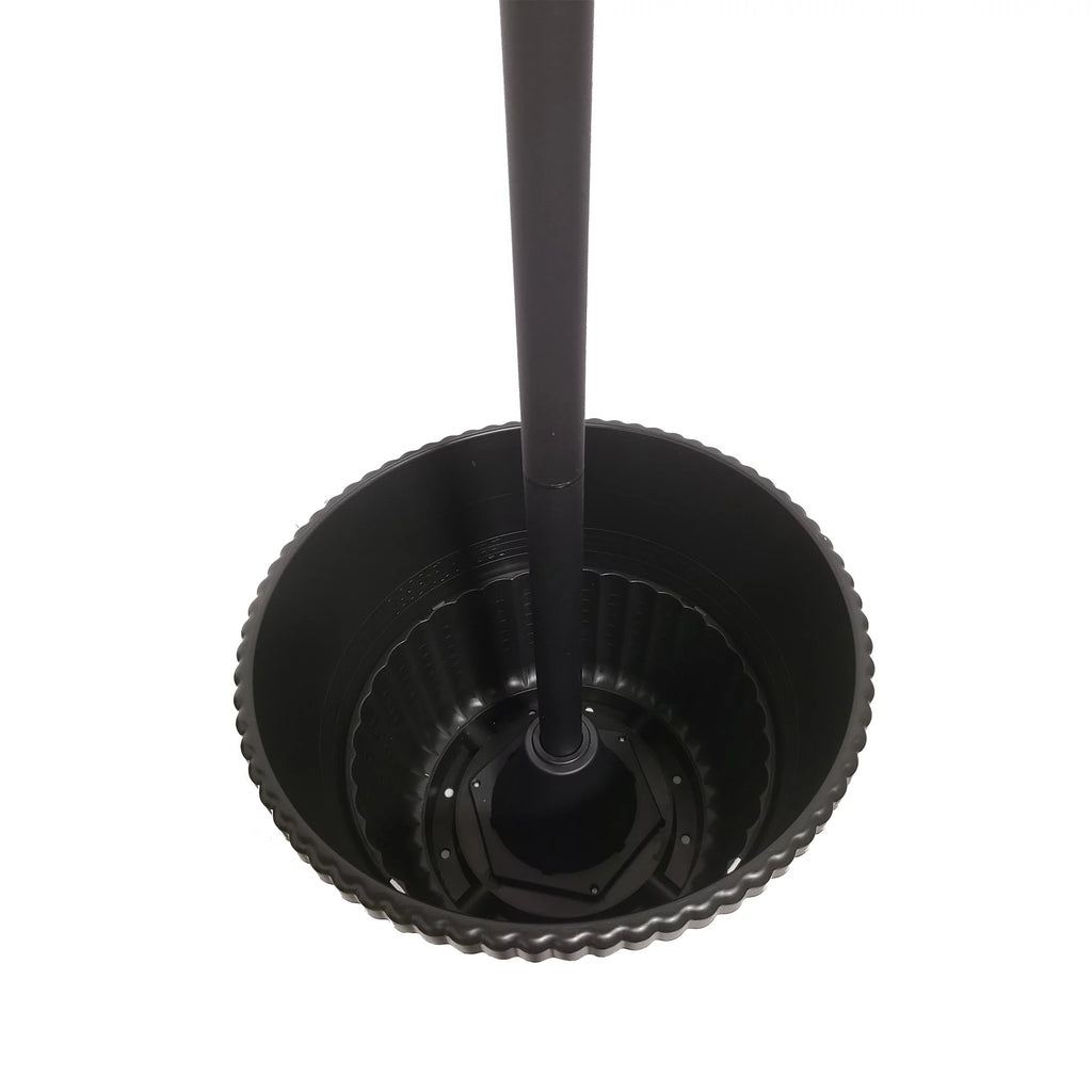 Black Triple Head Solar Lamp and Post Set with Round Planter B712