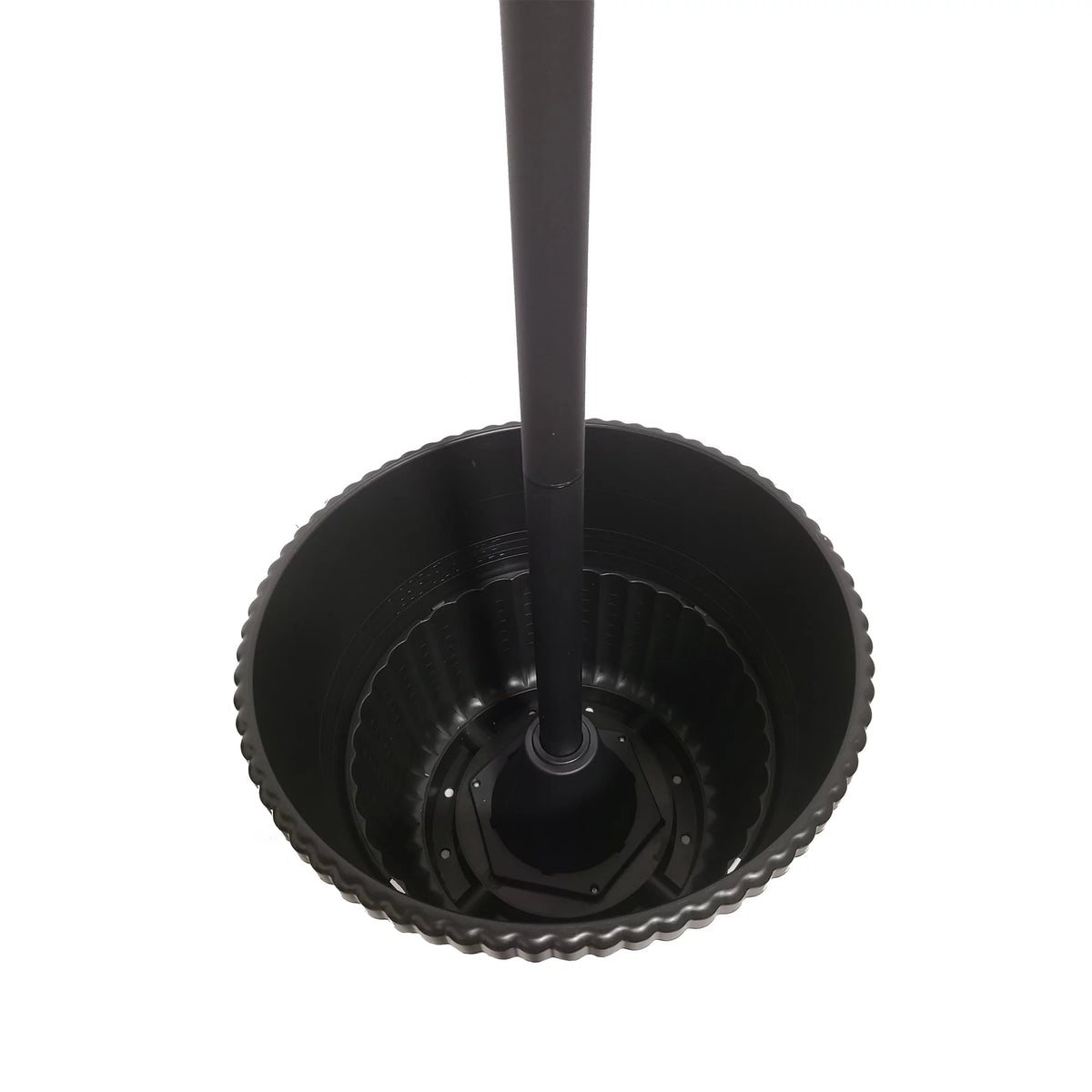 Black Triple Head Solar Lamp and Post Set with Round Planter B712
