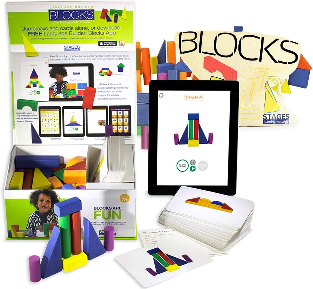Language Builder Block Imitation Kit 120 Flashcards 90 Wood Blocks N624