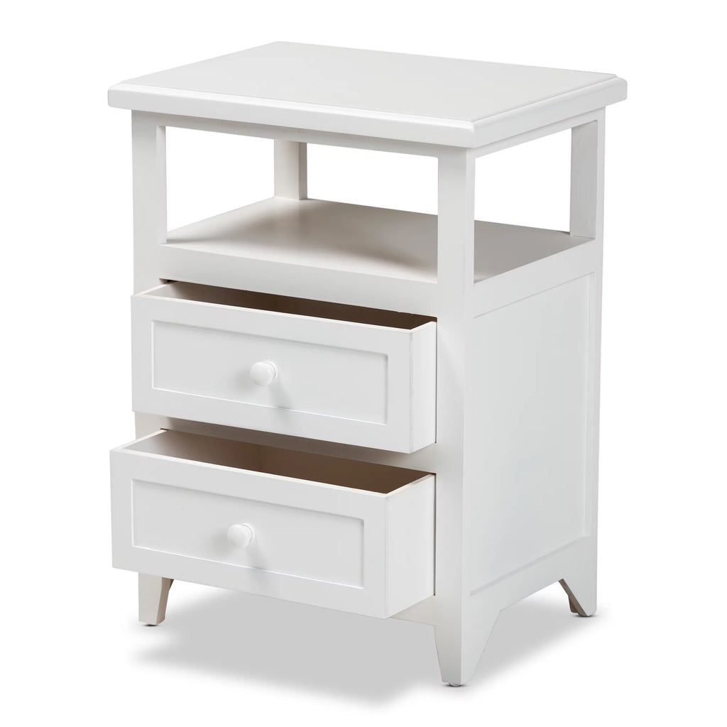 White 2-Drawer Wood Nightstand N912