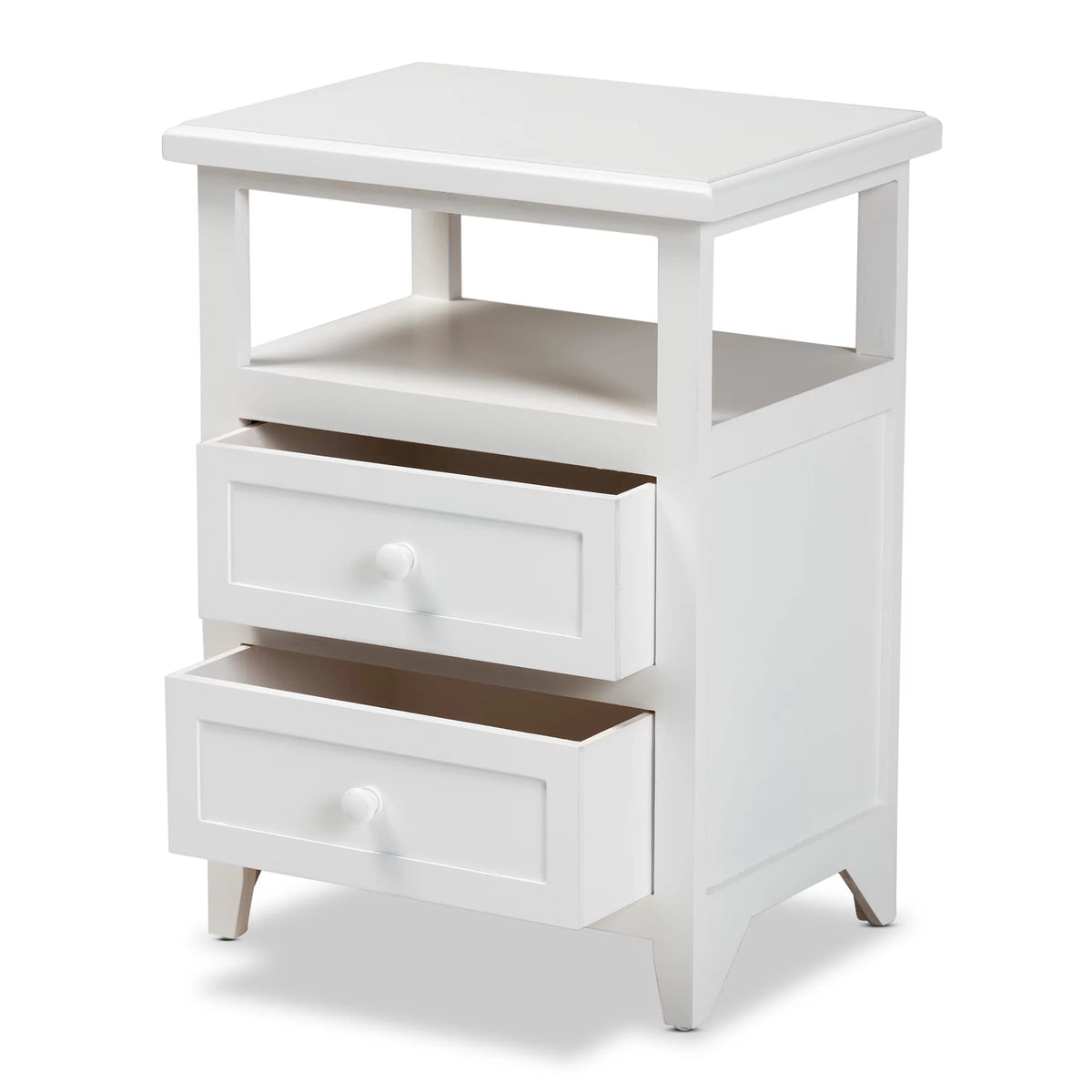White 2-Drawer Wood Nightstand N912