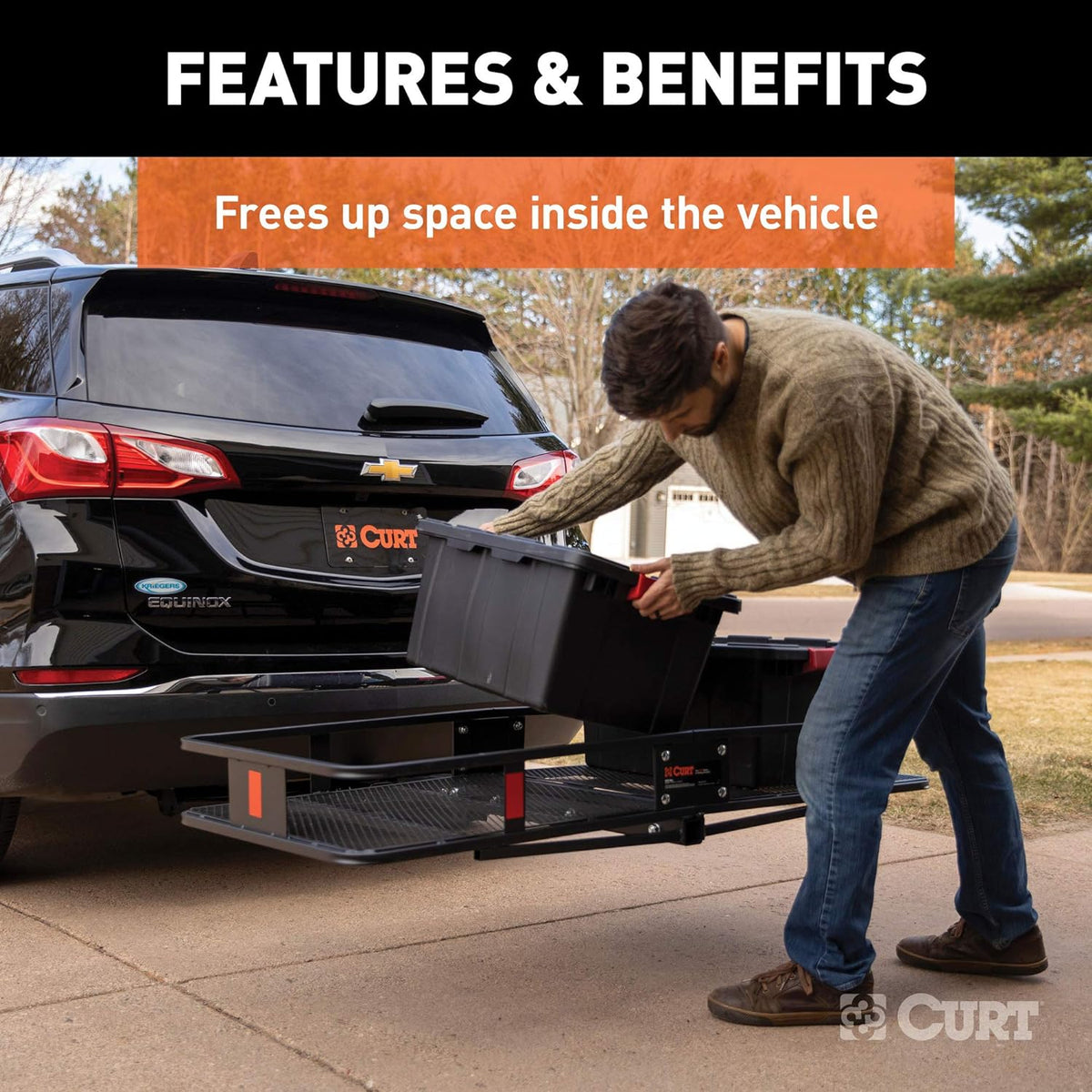 60 x 24-Inch Black Steel Basket Hitch Cargo Carrier L74367